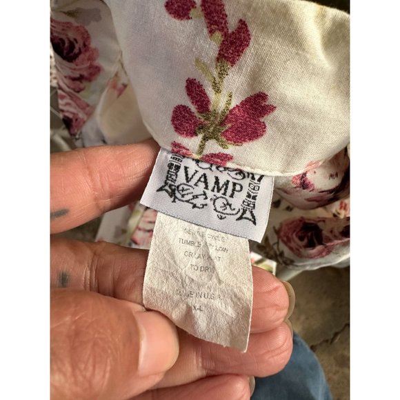 VAMP Romantic Floral ASYMMETRICAL HI LO Button Down Shirt TUNIC XL - Picture 7 of 8